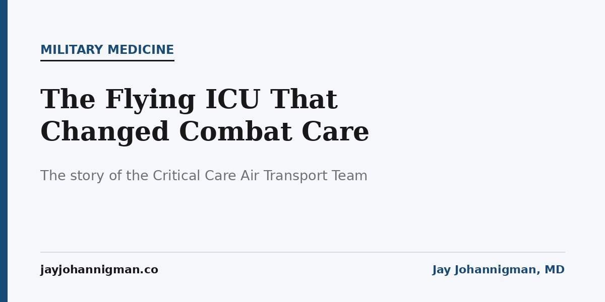 Dr. Jay Johannigman on the Critical Care Air Transport Team, the flying ICU he helped develop